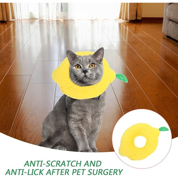 Vehomy Pet Recovery Collar Soft Lemon Neck Cone Adjustable for Kitten & Puppy - Picture 2 of 6